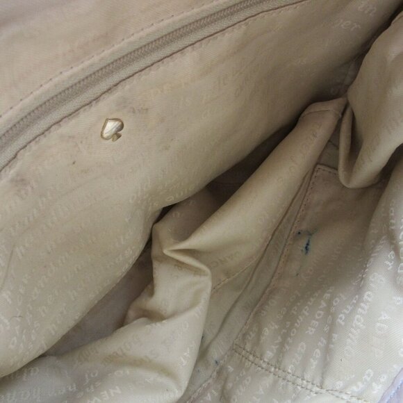 Kate Spade Purse Pebbled Leather Gray Beige Bow Shoulder Strap Chain Handles Bag - Picture 9 of 9